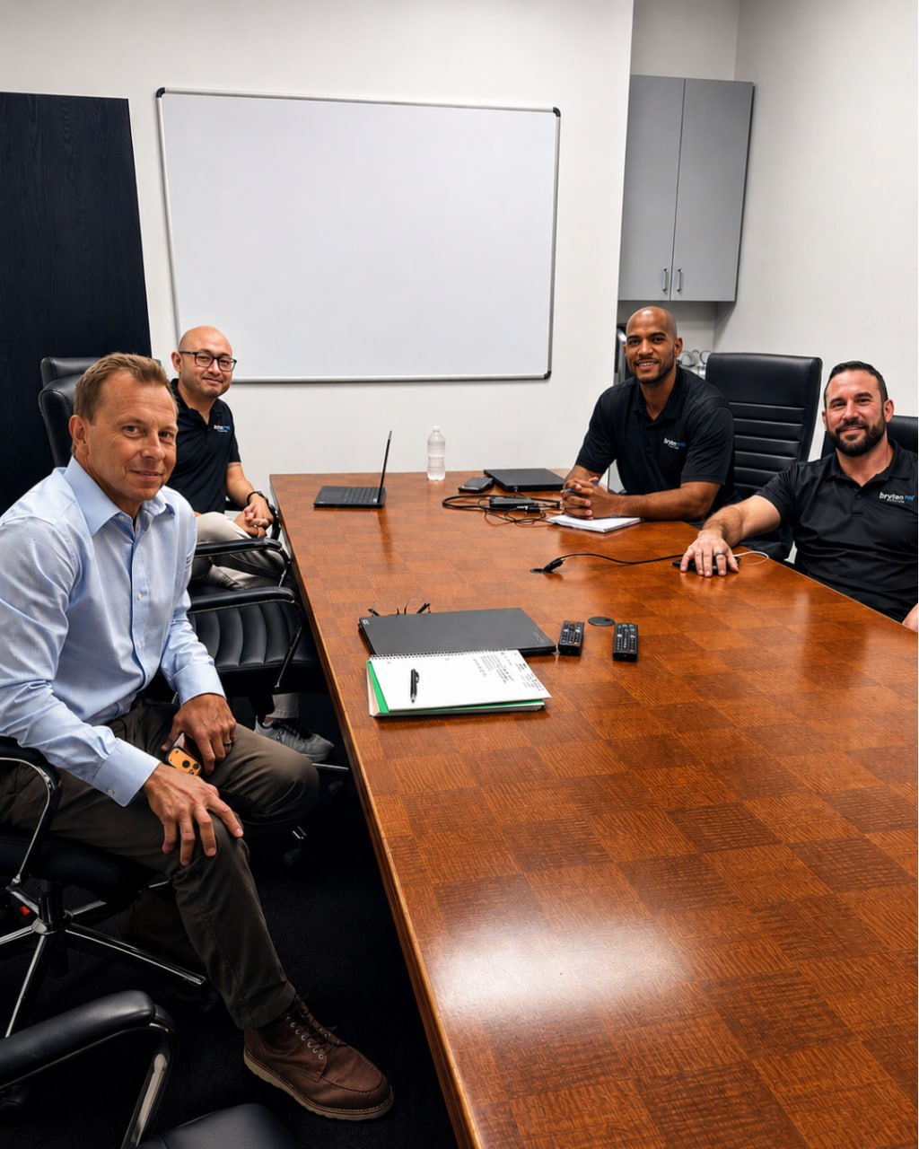 Brytemove leadership team collaborating in a project meeting